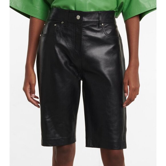 STAND STUDIO Harriet Leather Shorts in Black 36 New Womens Cropped Pants - Picture 1 of 14